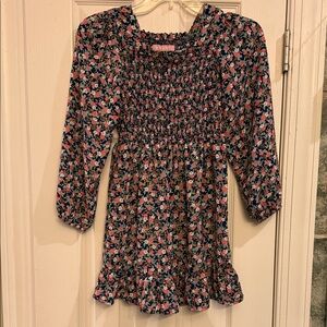 Floral Smocked Dress with Ruffle Hem